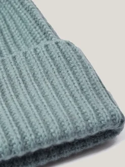 Jigsaw Wool Cashmere Blend Rib Beanie Blue