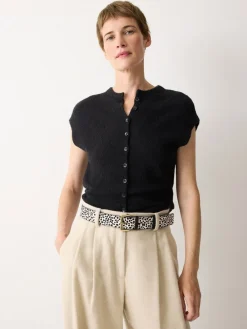 Jigsaw White Polka Dot Calf Hair Belt Discount