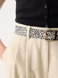 Jigsaw White Polka Dot Calf Hair Belt Discount