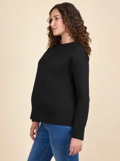 Jojo Maman Bébé Long Sleeve Boyfriend Maternity T-Shirt Black Hot