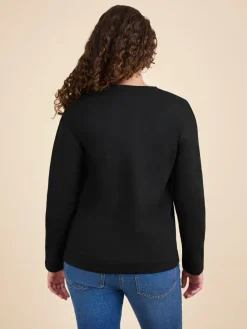 Jojo Maman Bébé Long Sleeve Boyfriend Maternity T-Shirt Black Hot