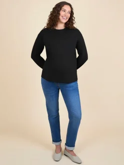 Jojo Maman Bébé Long Sleeve Boyfriend Maternity T-Shirt Black Hot