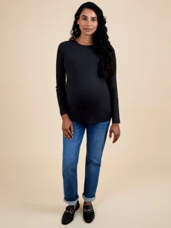 Jojo Maman Bébé Black 2-Pack Ribbed Maternity & Nursing Top Clearance