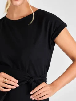 Jojo Maman Bébé Short Sleeve Relaxed T-Shirt Midi Dress Black Hot