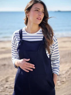 Jojo Maman Bébé Blue & Cream Stripe Long Sleeve Boyfriend Maternity T-Shirt Online