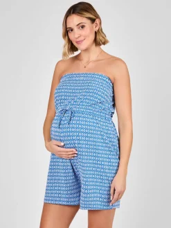 Jojo Maman Bébé Blue Maternity Patterned Bandeau Playsuit Discount