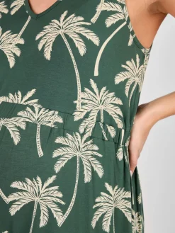 Jojo Maman Bébé Palm Tree Strap Maternity Wide Leg Jersey Jumpsuit Green Online