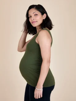 Jojo Maman Bébé Khaki Green 2-Pack Maternity Vest Tops Best