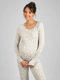 Jojo Maman Bébé Maternity & Nursing Heart Pyjama Set Mint Green Clearance