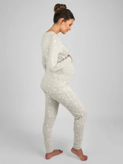 Jojo Maman Bébé Maternity & Nursing Heart Pyjama Set Mint Green Clearance