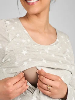 Jojo Maman Bébé Maternity & Nursing Heart Pyjama Set Mint Green Clearance