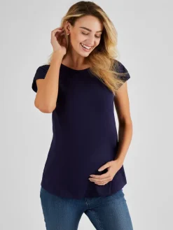 Jojo Maman Bébé Navy Blue Boyfriend Maternity Cotton T-Shirt Sale