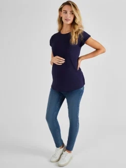 Jojo Maman Bébé Navy Blue Boyfriend Maternity Cotton T-Shirt Sale