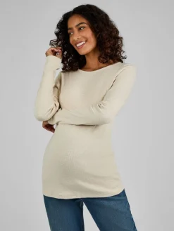 Jojo Maman Bébé Oatmeal Cream & Black 2-Pack Ribbed Maternity & Nursing Top New