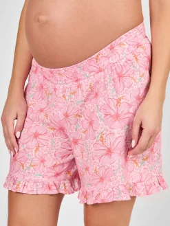 Jojo Maman Bébé Pink Floral Patterned Frill Maternity Shorts