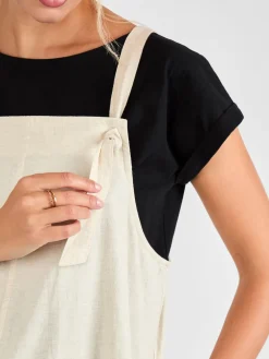 Jojo Maman Bébé Wide Leg Maternity Linen Dungaree Stone Best