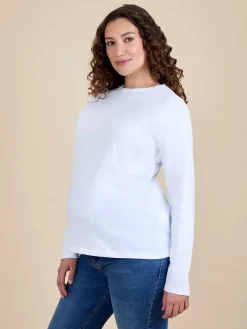 Jojo Maman Bébé Long Sleeve Boyfriend Maternity T-Shirt White Online
