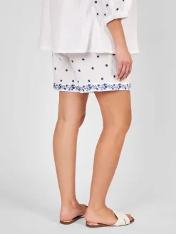 Jojo Maman Bébé White Maternity Embroidered Shorts Outlet