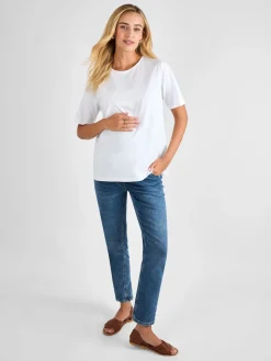 Jojo Maman Bébé White Oversized Boyfriend Maternity T-Shirt New