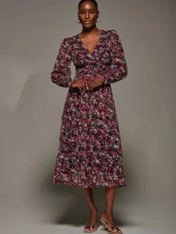 Jolie Moi Black Long Sleeve Printed Lace Maxi Dress Best