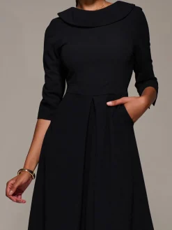 Jolie Moi Roll Neck Fit & Flare Midi Dress Black Online