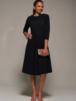 Jolie Moi Roll Neck Fit & Flare Midi Dress Black Online