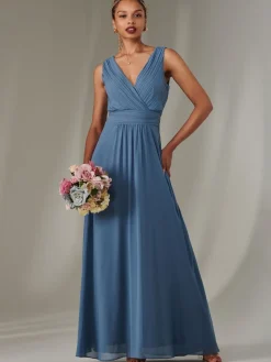 Jolie Moi Blue Cora Sleeveless Chiffon Maxi Dress Outlet