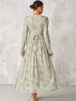 Jolie Moi Long Sleeve Mesh Maxi Dress Grey Hot