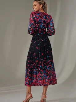 Jolie Moi Dalia Symmetrical Print Lace Maxi Dress Pink Hot