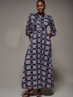 Jolie Moi Long Sleeve Pleated Jersey Maxi Dress Purple Discount