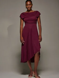 Jolie Moi Draped Jersey Cowl Neck Midi Dress Red Discount