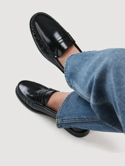 Jones Bootmaker Black Red Perna Smart Leather Moccasins Shoes Best