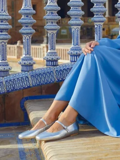 Jones Bootmaker Sonnet Mary Janes Leather Shoes Silver New