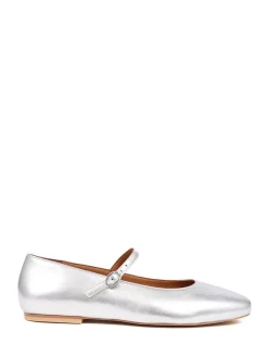 Jones Bootmaker Sonnet Mary Janes Leather Shoes Silver New