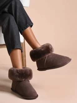 Just Sheepskin Ladies Albery Sheepskin Slipper Brown Hot