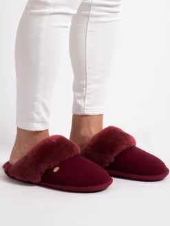 Just Sheepskin Ladies Duchess Sheepskin Slipper Red Clearance