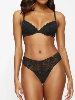 KBX High Waist Lola Lace Brazilian Knickers Black Hot