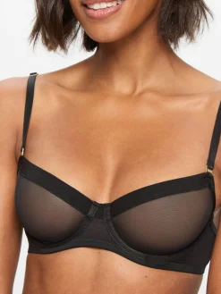 KBX Non Pad Balcony Zadie Mesh Crop Bralette Black