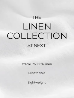 Next Khaki Green 100% Linen Premium Wide Leg Trousers