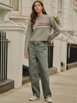 Next Ankle Straight Leg Carpenter Jeans Khaki Green Sale