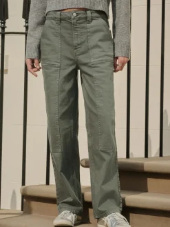 Next Ankle Straight Leg Carpenter Jeans Khaki Green Sale