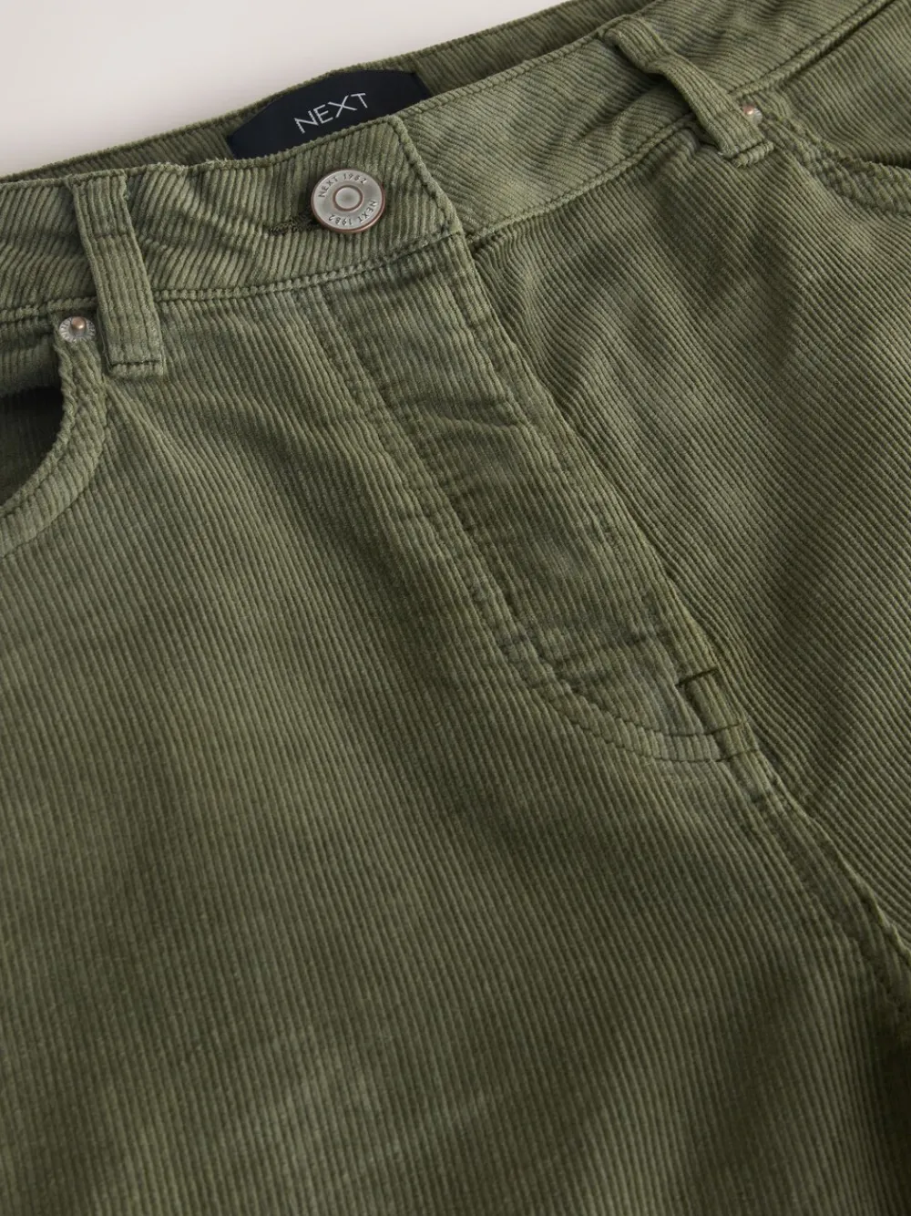 Next Cord Barrel Leg Trousers Khaki Green Sale