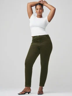 Next Cord Skinny Hourglass Trousers Khaki Green Clearance