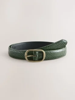 Next Khaki Green Croc Effect Regular PU Belt