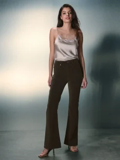 Next High Rise Velvet Cord Flare Jeans Khaki Green Outlet