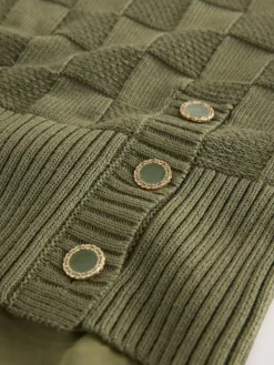 Next Knitted Tank Shirt Layer With Button Detail Khaki Green Sale