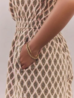 Next Off Shoulder 100% Cotton Wide Leg Jumpsuit Khaki Green Outlet