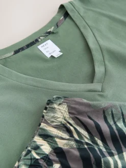 Next Short Pyjamas Set Khaki Green Palm Hot