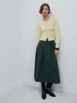 Next Pleated Midi Skirt Khaki Green Sale