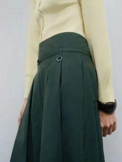 Next Pleated Midi Skirt Khaki Green Sale